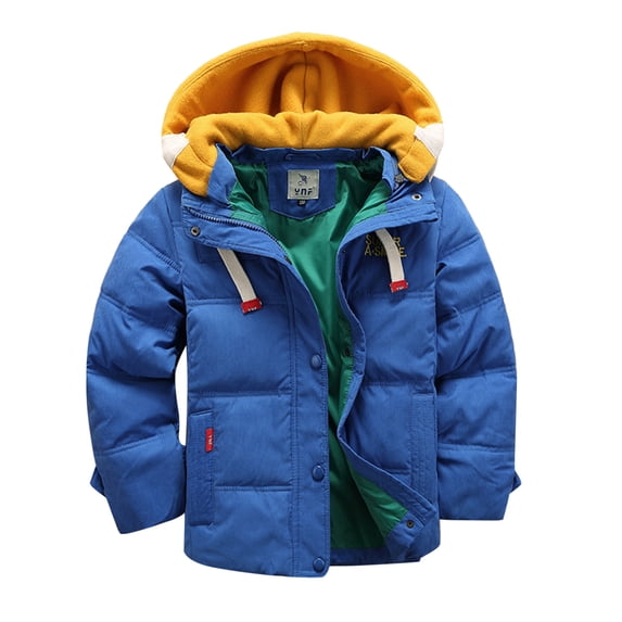 dmqupv 6 Boys Jacket Toddler Kids Baby Boys Girls Winter Warm Long Sleeve Jacket Outerwear Coats Removable Hooded Outerwear Blue 4-5 Years