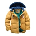 thumbnail image 1 of dmqupv 6 Boys Jacket Toddler Kids Baby Boys Girls Winter Warm Long Sleeve Jacket Outerwear Coats Removable Hooded Outerwear Yellow 4-5 Years, 1 of 4