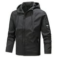 thumbnail image 1 of dmqupv All Weather Jackets Mens Autumn And Winter Fashion Casual Solid Color Zippered Jacket Top Light Jacket Men Outerwear Black 5X-Large, 1 of 4