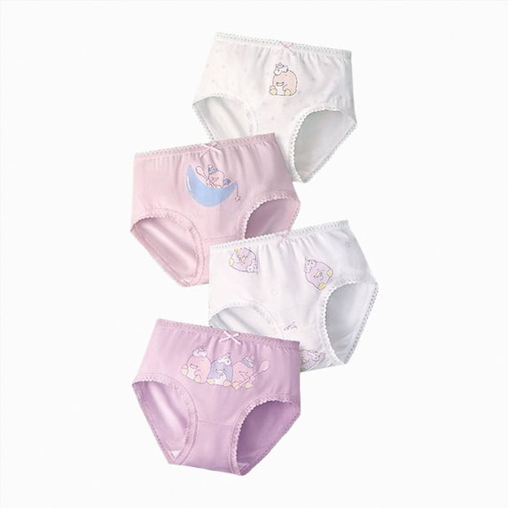 dmqupv Baby Bloomers for Toddler Diaper Covers Girls Underwear 4 Pack Breathable Soft Seamless Potty Training Underwear Panties for Girls Light Purple,3-4 Years