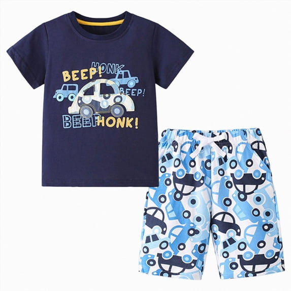 dmqupv Baby Boy Clothes Summer Newborn Toddler Boy Clothes Kids Summer Cotton Outfits Shirt Short Set Navy,7-8 Years
