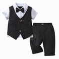 thumbnail image 1 of dmqupv Baby Boy Dressy Outfit Boys Suit Cotton Formal Set Baby Boy Dress Clothes Gentleman Wedding Outfits Black,18-24 Months, 1 of 9