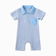 thumbnail image 1 of dmqupv Baby Boy Girl Summer Romper Infant and Toddler Boy and Girl Color Short Sleeved Jumpsuit for Summer Baby Rompers Blue,0-6 Months, 1 of 8