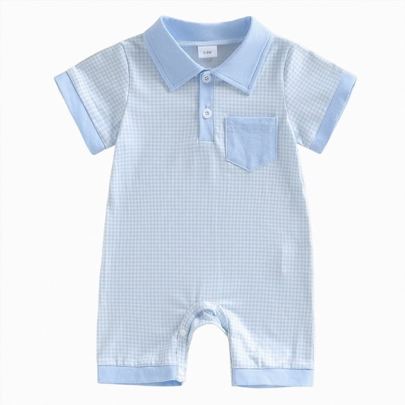 dmqupv Baby Boy Romper Newborn Baby Boy Girl Clothes Romper Short Sleeve Jumpsuit One Piece Infant Summer Outfits Blue,12-18 Months