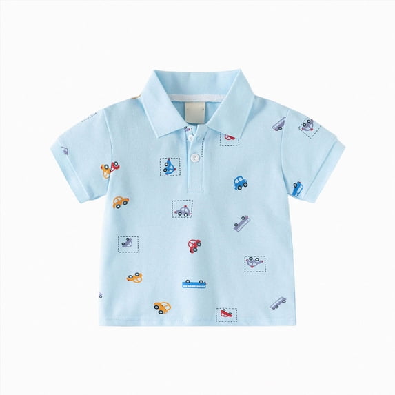 dmqupv Baby Boy Short Sleeve Toddler Boys Shorts Sleeve Shirts Soild Color School Tops Baby Boy Summer Clothes Blue,5-6 Years