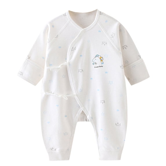 dmqupv Baby Boys Girls Cartoon Animals Cotton Romper Long Sleeve Plaid Cute Jumpsuit Outfits Clothes Light Blue Baby Rompers Girl 3-6 Months