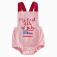 thumbnail image 1 of dmqupv Baby Fourth of July Outfit Baby Boy Outfits My First 4th of July Romper Stars and Stripes Short Sleeved T Shirt Pink,6-12 Months, 1 of 8