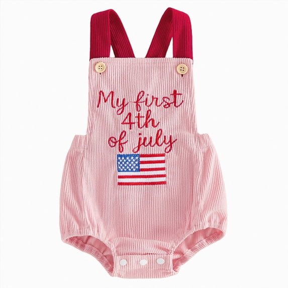 dmqupv Baby Fourth of July Outfit Baby Boy Outfits My First 4th of July Romper Stars and Stripes Short Sleeved T Shirt Pink,6-12 Months