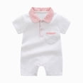 thumbnail image 1 of dmqupv Baby Girl Outfit Baby Boy Summer Outfit Short Sleeve Embroidery Collared Romper Lapel Button Bodysuit Jumpsuit White,6-9 Months, 1 of 3