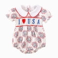 thumbnail image 1 of dmqupv Baby Girl Patriotic Romper Baby Girl Newborn USA Bubble Smocked Romper Tutu Dress Ruffle American Flag Memorial Day Outfit White,12-18 Months, 1 of 4