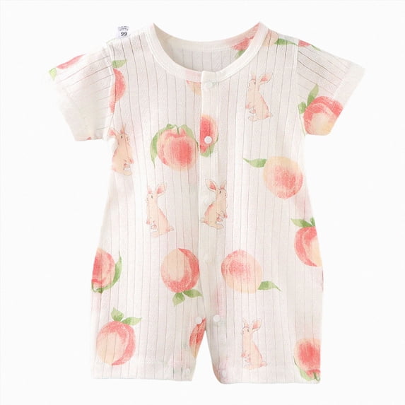 dmqupv Baby Girl Summer Outfit Toddler Baby Boys Romper Round Neck T Shirt Jumpsuit Romper Short Sleeves for Cozy Fabric Watermelon Red,6-12 Months