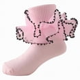 thumbnail image 1 of dmqupv Baby Socks Toddler Socks Floor Socks Lace Socks with Ripple Cuffs and Ruffle Socks for Toddler Girls Pink,4-6 Years, 1 of 4