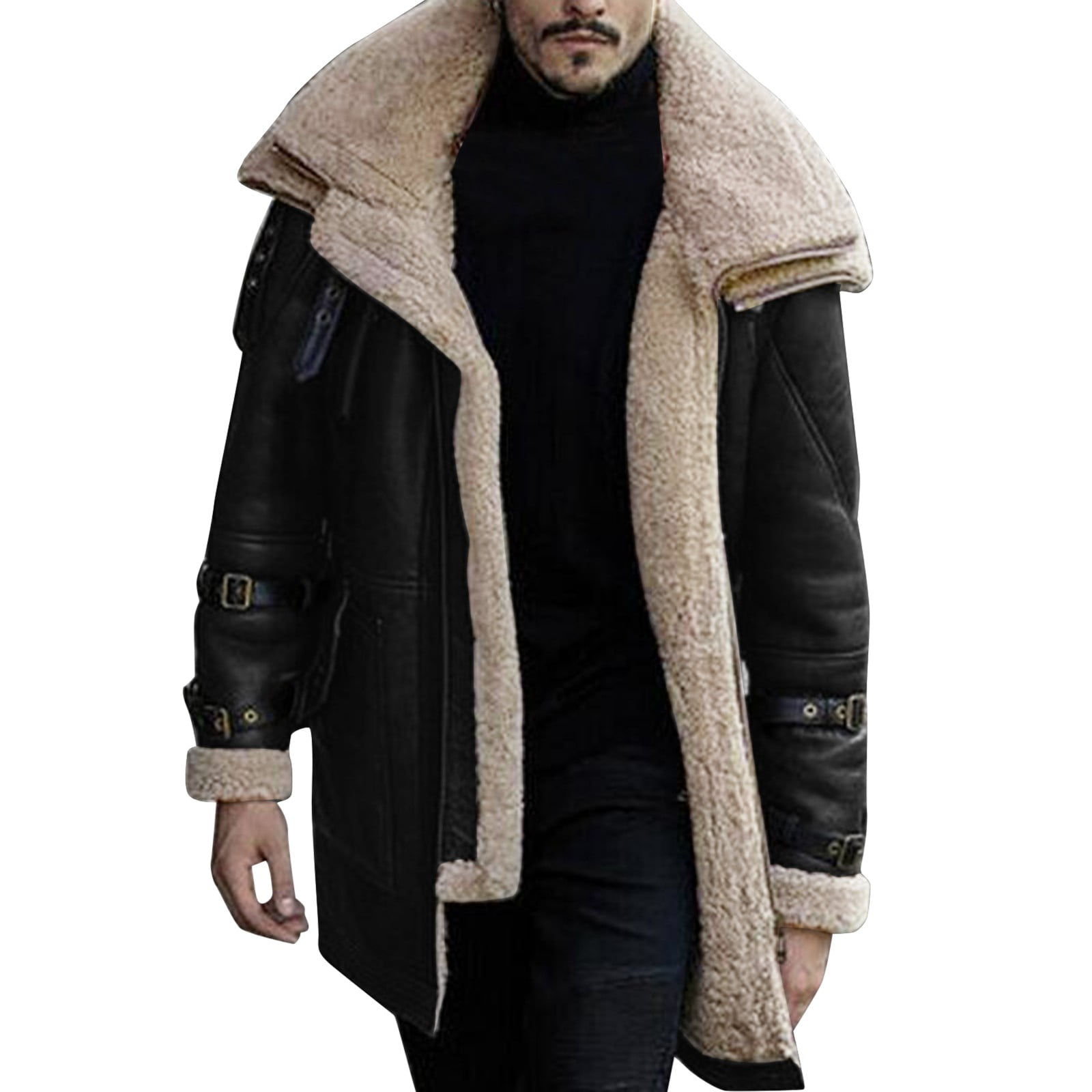 dmqupv Big and Tall Winter Coats for Men Lapel Collar Long Sleeve Mens Plus Size Jackets Heavy