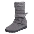 thumbnail image 1 of dmqupv Boots for Women Knee High Wide Calf Toe Keep Strap Flat Buckle Shoes Warm Color Round Boots Tan Wide Calf for Women Shoes Grey 8, 1 of 5