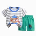 thumbnail image 1 of dmqupv Boy Cotton Pajamas Baby Pajama Set Boys Sleepwear 3M-6Y Short Sleeve Gentle Skin Touch Breathable Lightweight Sleepwear Light Blue,4-5 Years, 1 of 4
