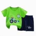 thumbnail image 1 of dmqupv Boy Pajamas Shorts Toddler Pajamas 3M-6Y Cotton Baby Boy Pajamas Summer Short Sleeve Kids Clothes Snug Fit Pjs Set 2 Piece Light Green,9-18 Months, 1 of 4