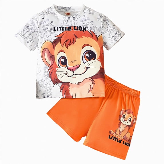 dmqupv Boys' Clothing Sets Boys Clothes Summer Short Sleeve Top & Shorts Set 2 Piece Casual Outfit Orange,4-5 Years