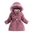 thumbnail image 1 of dmqupv Boys Fleece Jacket Girl Coats Lightweight Puffer Jacket Warm Coats Cotton Windproof Zip Up Hooded Parka Padded Jacket Boys Outerwear for School and Outdoor Activities Purple,Size for 3-4 Years, 1 of 9
