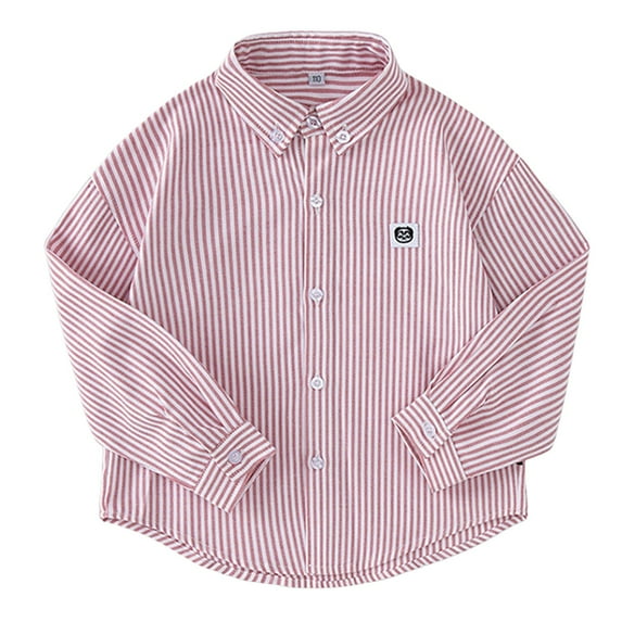 dmqupv Boys Long Sleeve Shirts Boys Long Sleeve Dress Shirts Button Uniform Shirts With Chest Pocket Pink,Size for 3-4 Years