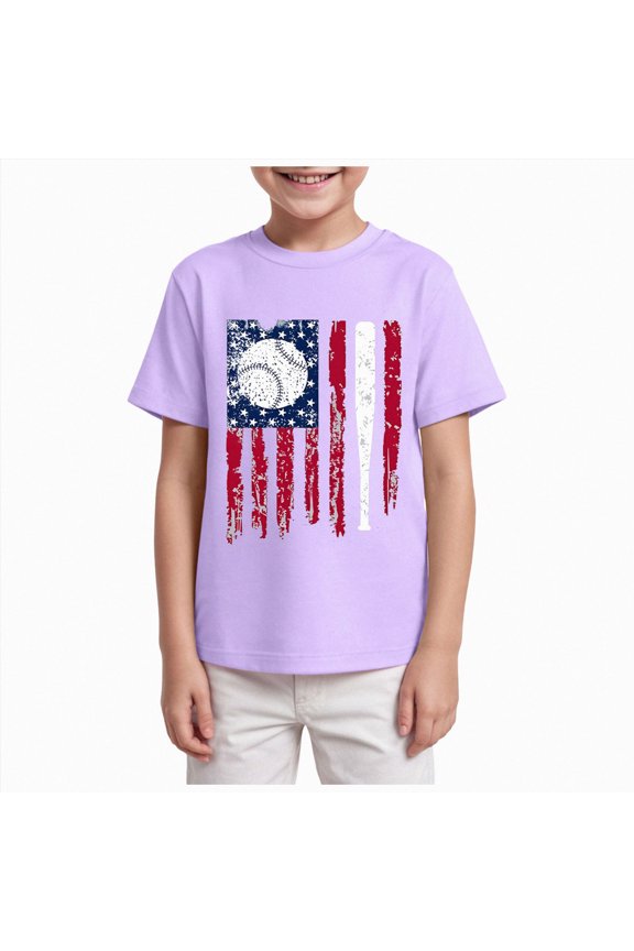Boys Patriotic Shirt Tie Dye Boys Kid 4th of July Crewneck Tee USA Patriotic American Flag Casual Wear Purple,3-4 Years