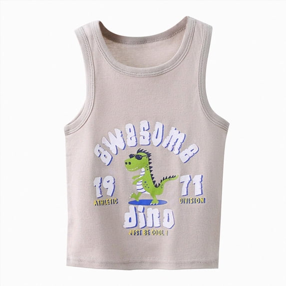 dmqupv Boys T Shirt Toddler Boy Sleeveless Cotton T-Shirts Baby Basic Tee Solid Color Tops Khaki,8-9 Years