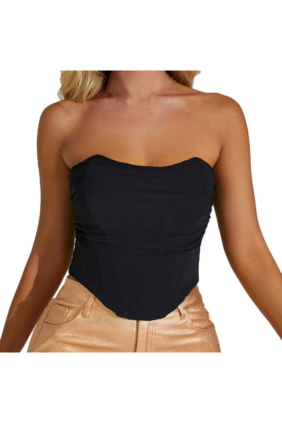 Bra Suit Mesh Corset Crop Top Women Sleeveless Strapless Backless Crop Top For Women Neoprene Clothing Black Medium