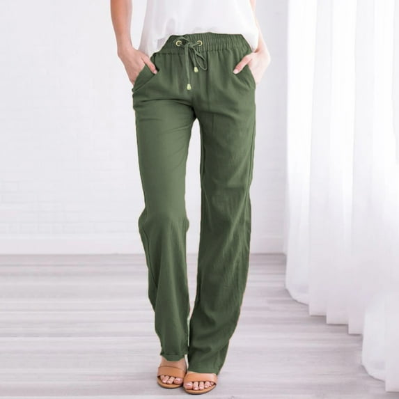 dmqupv Casual Pant Suits for Women Velour Casual Long Straight Pants Cotton And Drawstring Womens Pants Casual Work Size 16 Pants Army Green Medium