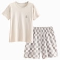 thumbnail image 1 of dmqupv Cotton Toddler Pajamas Girls Pajama Sets Ruffled Sleepwear Casual Short Sleeve Shirt and Shorts 2pcs Summer Pjs Set Grey,17-18 Years, 1 of 7