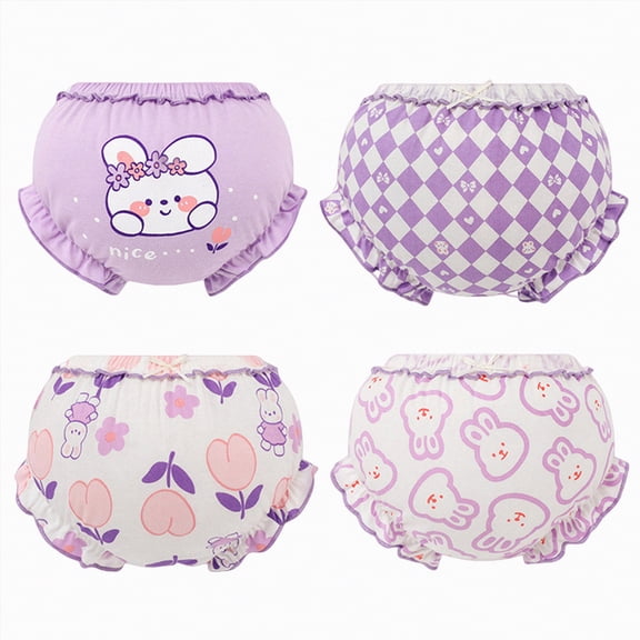 dmqupv Cotton Training Pants for Girls Toddler 4 Pack Baby Pants Unisex Strong Absorbent Cotton Underpants Cute Soft Underwear Purple,1.5-3 Years