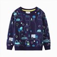 thumbnail image 1 of dmqupv Cute Sweatshirts Baby Boy Sweatshirt Pullover Tops Toddler Sweatshirt Long Sleeve Embroidered Top Kids Casual Outwear Dark Blue,7-8 Years, 1 of 8