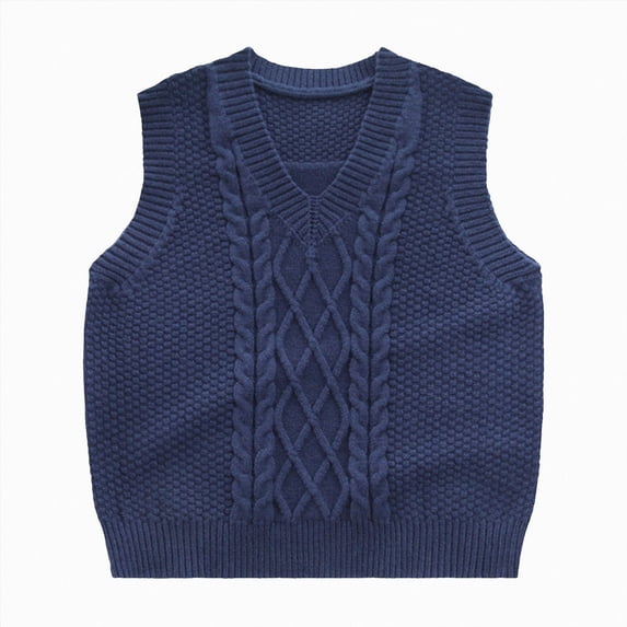dmqupv Cute Tops Girls Boys Girls V Neck Sleeveless Knitted Waistcoat Sweater Vest School Pullover Top Knitwear Navy,9-10 Years