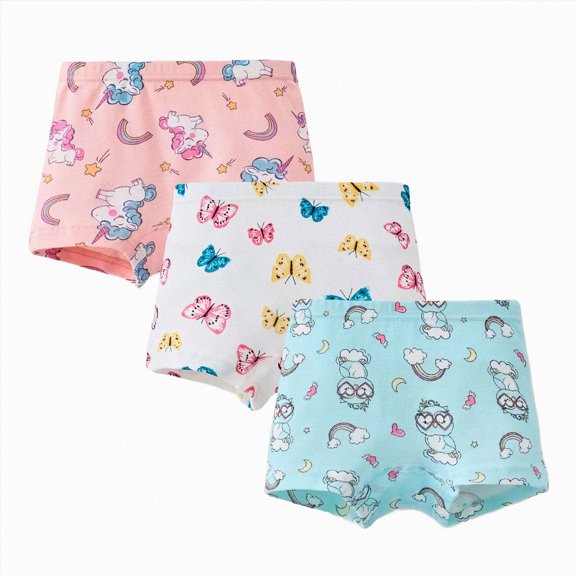 dmqupv Diaper Covers for Girls 3Pc Children Underwear Cute Cartoon Prints Little Girl Cotton Pants Light Blue,6-7 Years