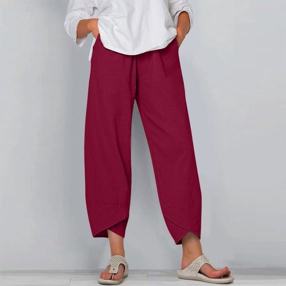 dmqupv Dress Pants for Women Petite Pocket Women Pant Waist Pant Pants Solid Elastic Casual Loose Pants plus Size Sweatpants Pants XX-Large
