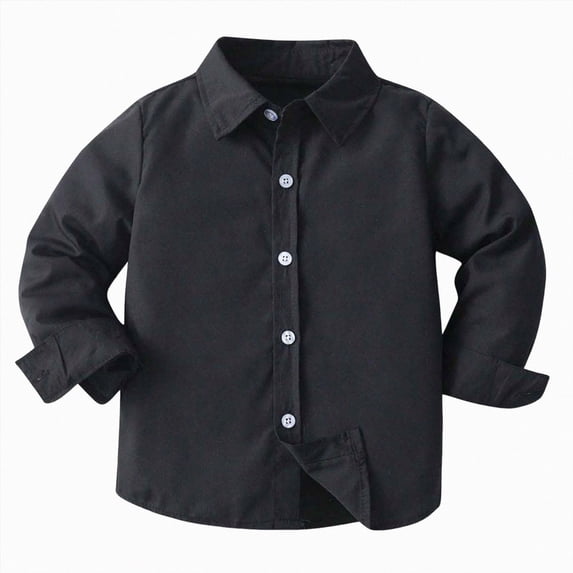 dmqupv Dress Shirts for Toddler Boys Collared Shirt Long Sleeve Performance Stretch Print Active Casual Shirts for Boys Black,18-24 Months