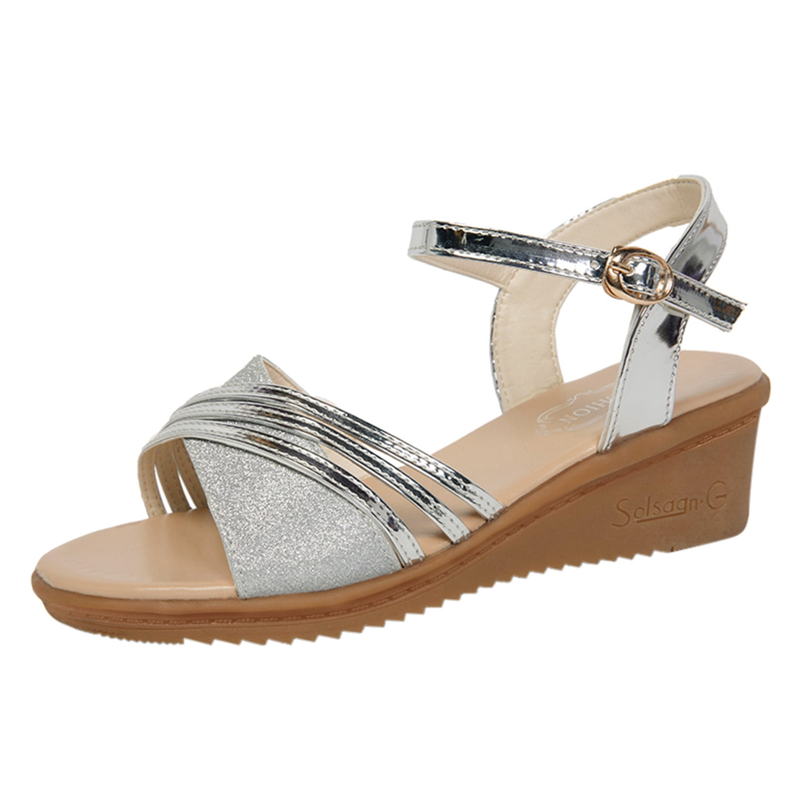 dmqupv Dude Sandals for Women Roman Fish Mouth Buckle Heel Sandals Clog