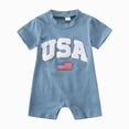 thumbnail image 1 of dmqupv First 4th of July Baby Boy Outfit Baby Outfit Boy Newborn Infant Toddler USA T Shirts Oversized Romper Cute Clothes Blue,6-12 Months, 1 of 6