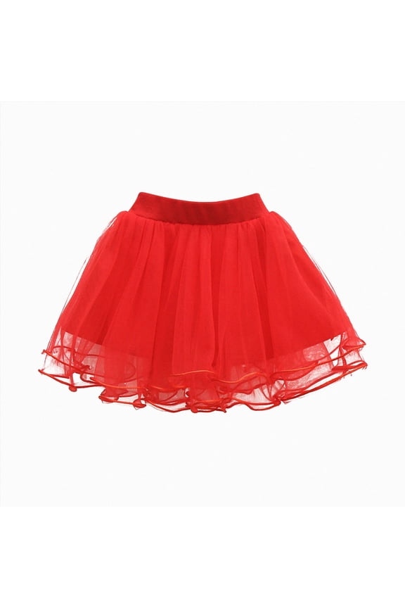 Fluffy Tutus for Girls Baby Girls Soft Fluffy Tutu Skirt Breathable Stretchy Layered Tulle Princess Tutu Party Wear Red,9-10 Years