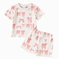 thumbnail image 1 of dmqupv Girl Pjs Girls Pajama Set 2 Piece Short Sleeve PJs with Shorts Soft Sleepwear Girls & Tweens Red,12-18 Months, 1 of 3