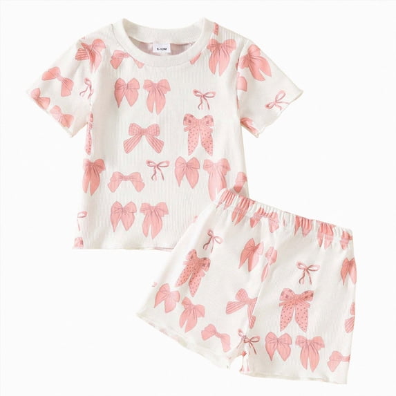 dmqupv Girl Pjs Girls Pajama Set 2 Piece Short Sleeve PJs with Shorts Soft Sleepwear Girls & Tweens Red,12-18 Months