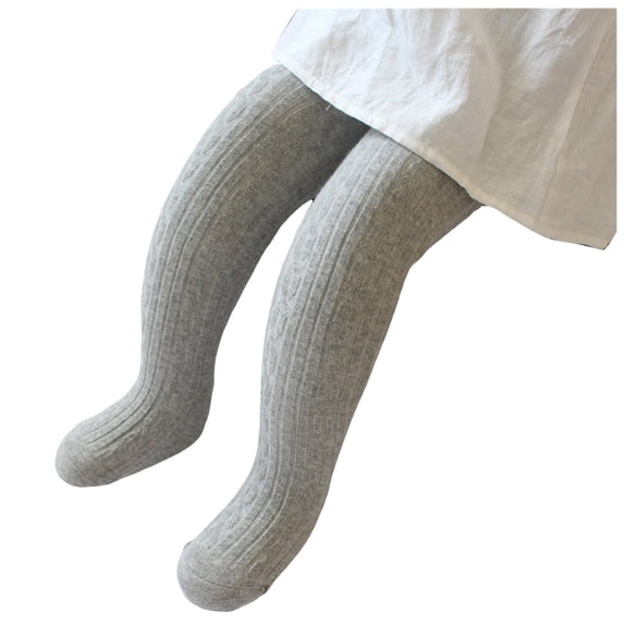 dmqupv Girls Cable Knit Tights Baby Leggings Toddler Footless Tights Girls Ruffle Leggings Kids Cotton Stockings Pants Light Gray,Size for 3-12 Months