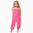 thumbnail image 1 of dmqupv Girls' Jumpsuits and Rompers Girl's Sleeveless Jumpsuits Spaghetti Straps Harem Long Pants Rompers with Pockets Hot Pink,7-8 Years, 1 of 9