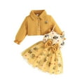 thumbnail image 1 of dmqupv Girls Outfits Baby Girl Dresses Long Sleeve Jacket and Floral Mesh Tank Dress Set Yellow,Size for 12-18 Months, 1 of 8