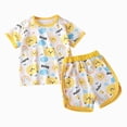 thumbnail image 1 of dmqupv Girls Pajama Sets Toddler Baby Girls Pajamas Print Ruffle Shirt Top Shorts Little Girls Summer Sleepwear Outfits Yellow,6-12 Months, 1 of 4