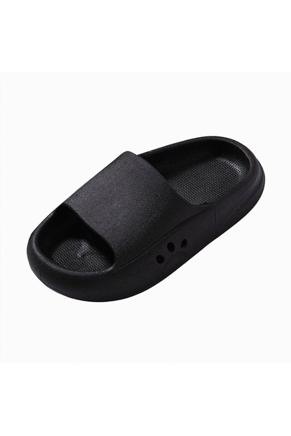 Girls Slides Kids Cloud Slides Non Slip Pillow Slippers for Girls Boys Thick Sole Open Toe Slides Shower Shoes Black,2