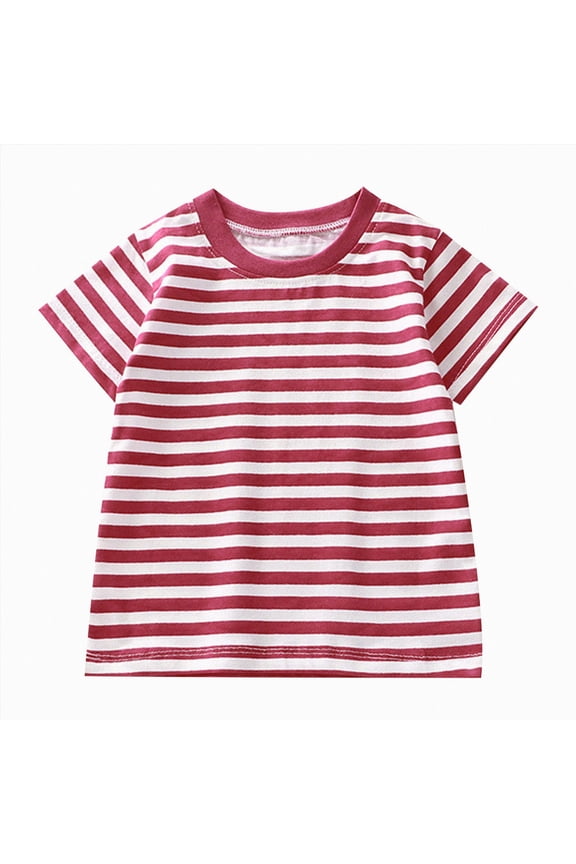Girls Top Girls Short Sleeve Shirt Toddler Girl Cotton Crewneck Tee Basic Soild Top Wine,12-18 Months