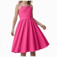 thumbnail image 1 of dmqupv Girls Tulle Dress Girl's Cami Dress Ruched Sleeveless Layered Ruffle Short Smocked Summer Dresses Hot Pink,8-9 Years, 1 of 7