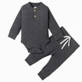 thumbnail image 1 of dmqupv Going Home Outfit Baby Boy Newborn Baby Boy Fall Winter Clothes Long Sleeve Romper Pants Set Cute Coming Home Outfit Grey,3-6 Months, 1 of 9