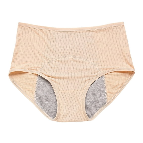 dmqupv Hipster Panties for Women Plus Size Underwear for Women Leak Proof Cotton Overnight Menstrual Panties Briefs Beige 3XL