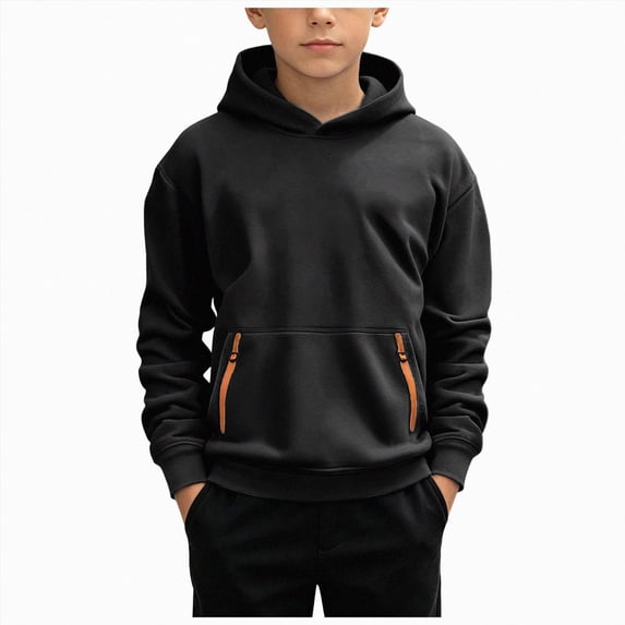 dmqupv Hoodies for Kids Boys Hoodies 4-15 Years Long Sleeve Pullover Basic Solid Hooded Sweatshirts for Boy Black,4-5 Years