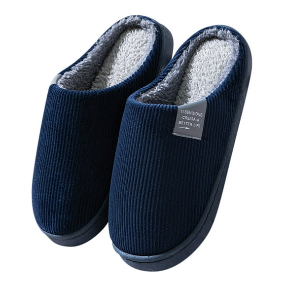dmqupv House Slippers for Men Open Toe Memory Foam Flip Plush Slippers House Mens Slippers Slip on Memory Foam High Navy 12